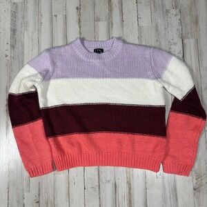 Art‎ Class XL (14/16) Girls Color Block Knit Sweater Lavender Coral Burgundy